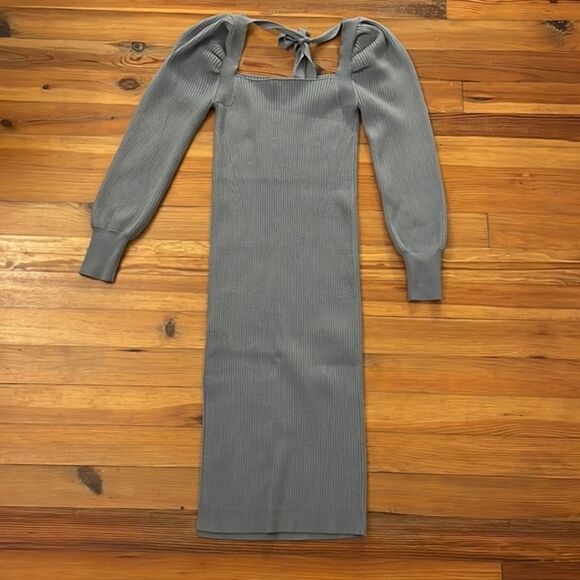 House of Harlow 1960 Dune Blue Rib Knit Sweater Dress Womens Size Medium NEW - Picture 4 of 11